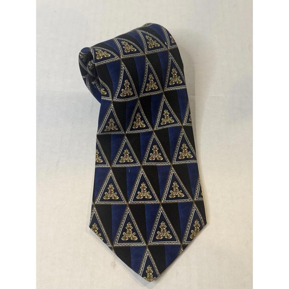 Towncraft 56” Neck Tie Blue & Black with‎ Tan Figure In Triangle